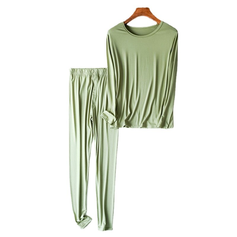 Pyjama en coton Modal pour homme, vêtements de nuit à manches longues, couleur unie, ample, grande taille, tenue de maison, printemps, 95%