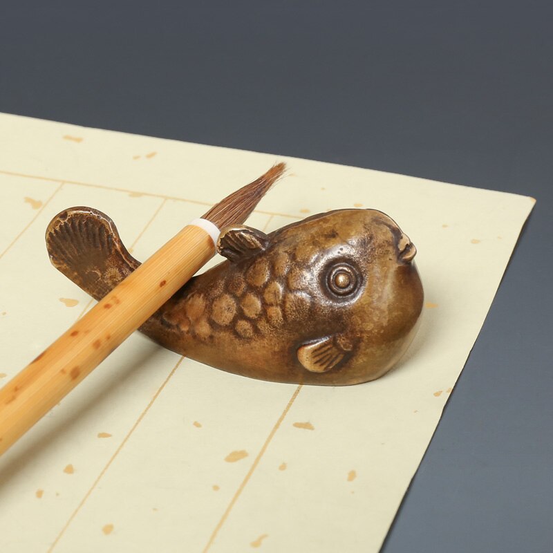 Leuke Metalen Paperweights Hoge Grade Papier Gewicht Chinese Tradtional Kalligrafie Brons Paperweights Sculptuur Papier Drukken Prop