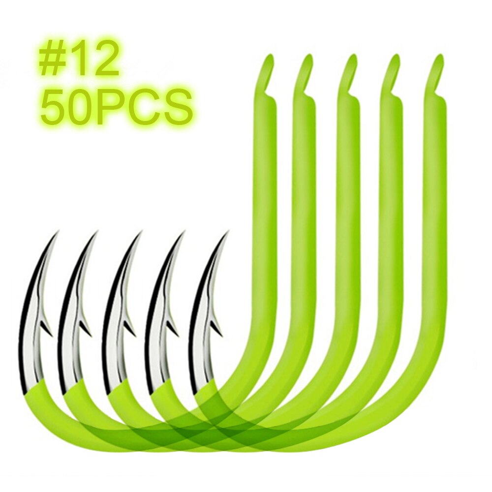 Lixada 50pcs/lot Luminous Fishing Hooks Carbon Steel Glow In Night Luminous Fishing Hooks for Carp Pesca