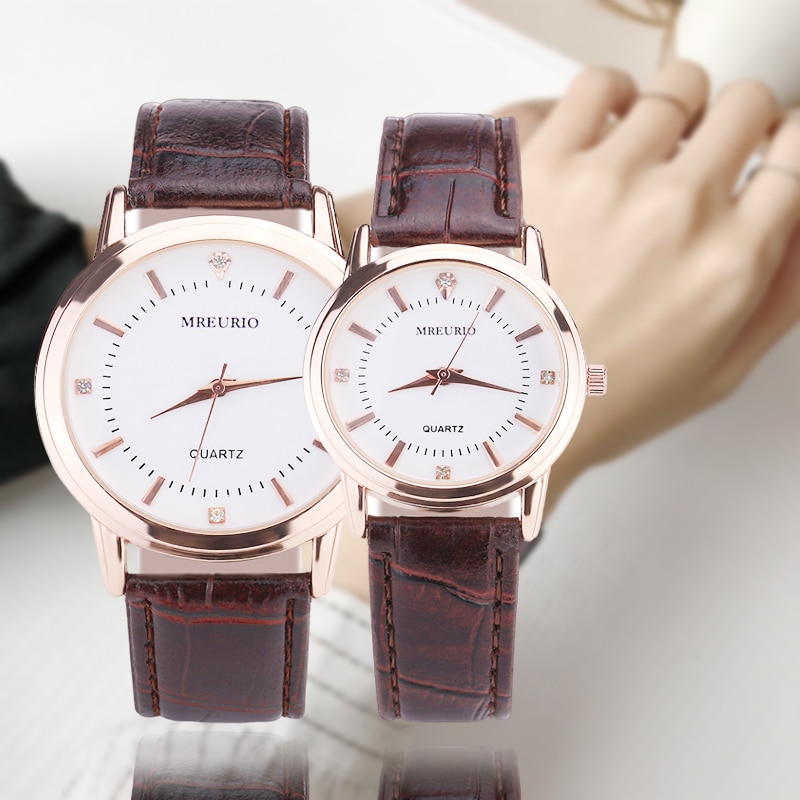 Mode Horloge Mannen Lederen Band Quartz Chronograaf Paar Horloge Dames Luxe Valentijnsdag