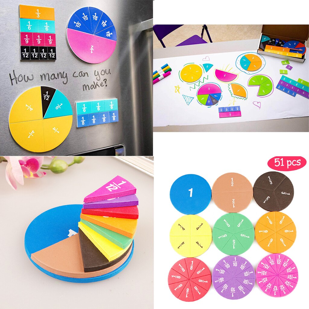 Set Of Circular EVA Fractions Tiles Counting Kids Early Learning Number Teaching