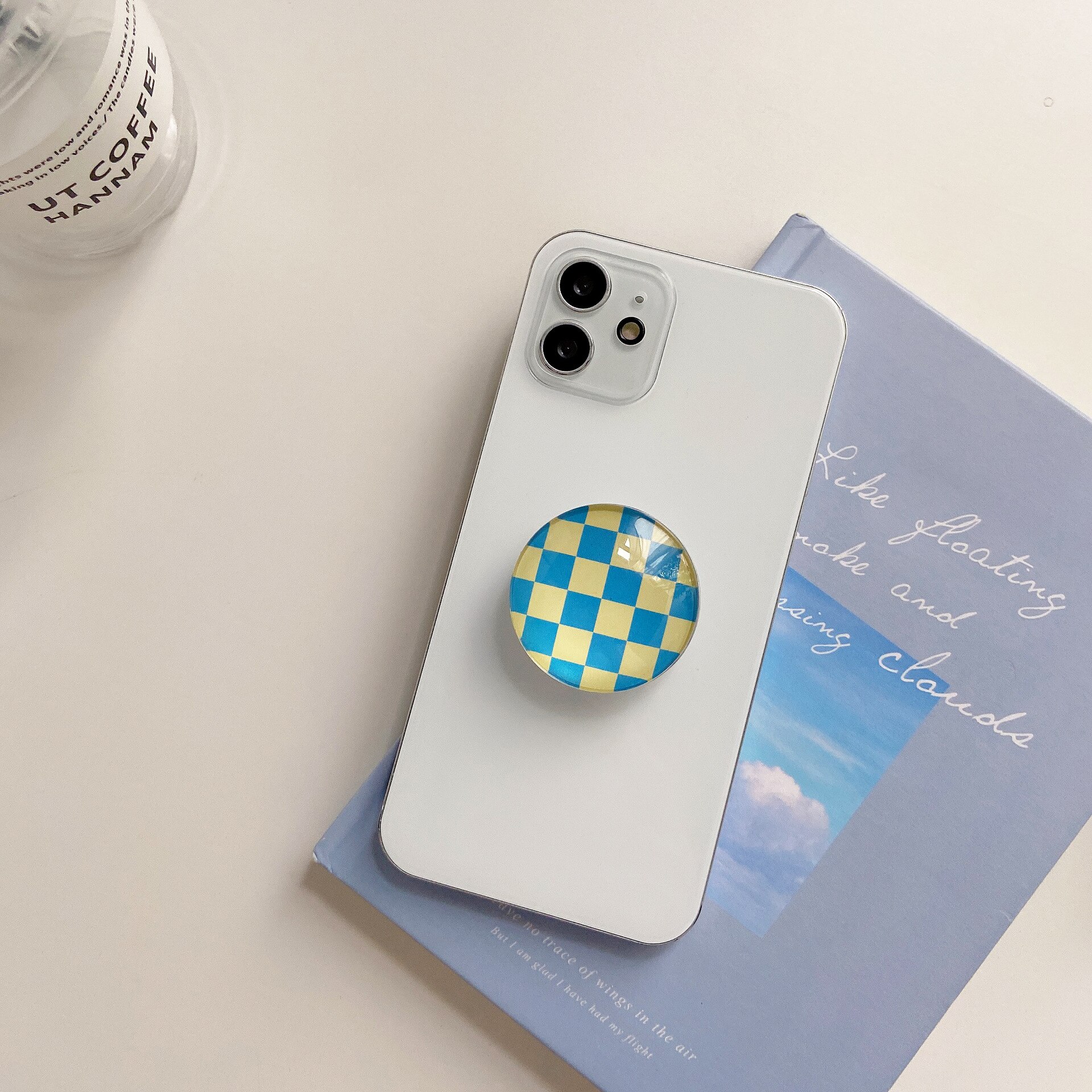 eins Korea Epoxid Ball Griff Tok Halterung Für praktisch fallen Schwarz und Weiß Schachbrett Erde Mond Bälle Griptok Ring Halfter