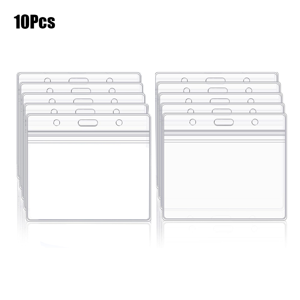 10-30Pcs Horizontal ID Card Badge Holder Waterproof Clear Card Sleeve Case Cover ID Card Protector Pouch with Resealable Zip: Light Grey
