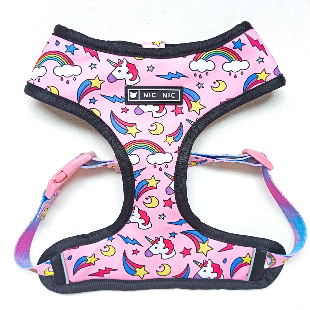 Unicorn Small Dog Harness No Pull Dog Vest Harness for Small Medium Dogs Breathable Pets Puppy French Bulldog Harness Leash Set: Pink dog harness / L