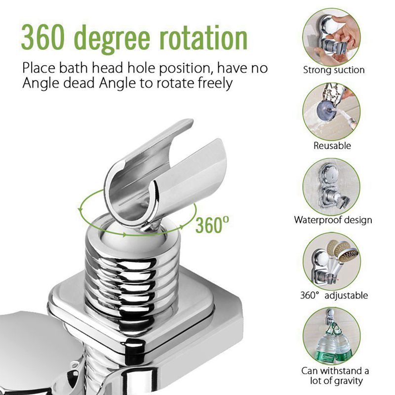 Ventosa al vacío soporte de cabezal de ducha soporte de pared Clip de ducha reutilizable ajustable con disco adhesivo para Baño
