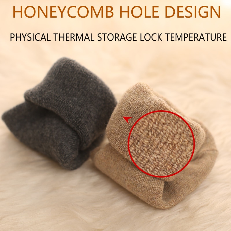 Mérinos-chaussettes chaudes et longues pour hommes, 4 paires, en laine épaisse, serviette à boucle en cachemire en peluche, robe douce en coton