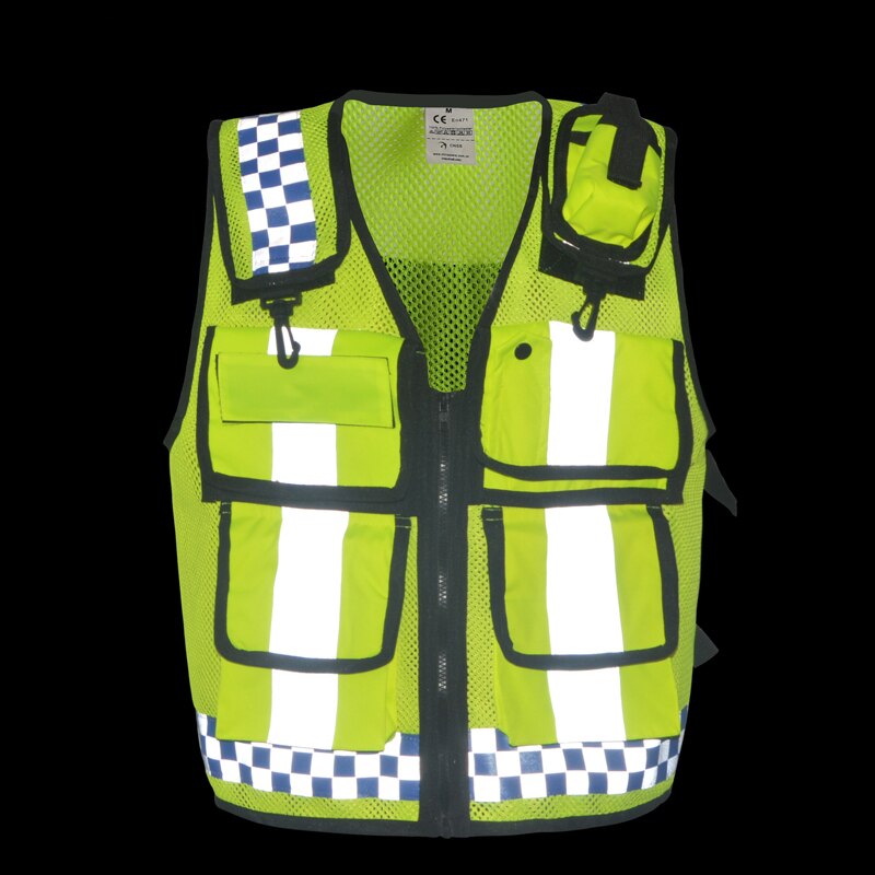 Motorcycle reflective racing vest police man moto safe warning jackets motorcycle hong kong style green police pocket jacket
