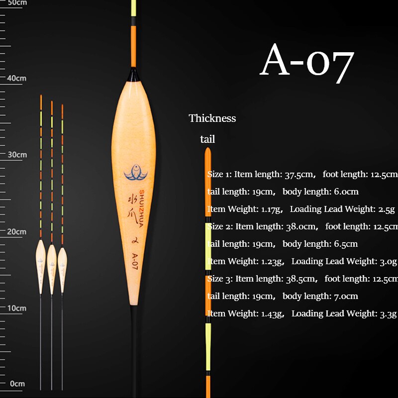 Boya de pesca de agua dulce, 3 unidades/lote, Boya de pesca con gran flotabilidad, accesorios de pesca: A-07 3pieces