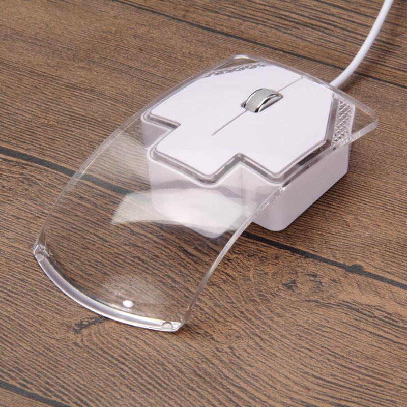 Transparent Led Optical Wired Mouse Beautiful Blue Light USB Mouse Mice For Computer PC Laptop Desktop
