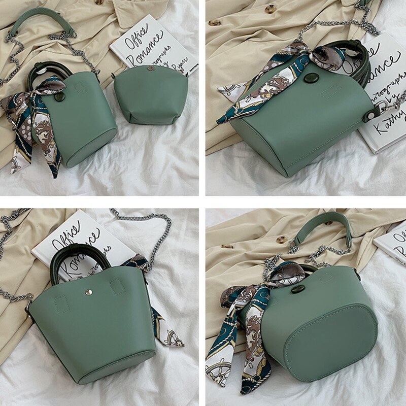 JHD-Women's Ribbon Tote Women's Chain Tote Bag Wild Messenger Bag Shoulder Bag