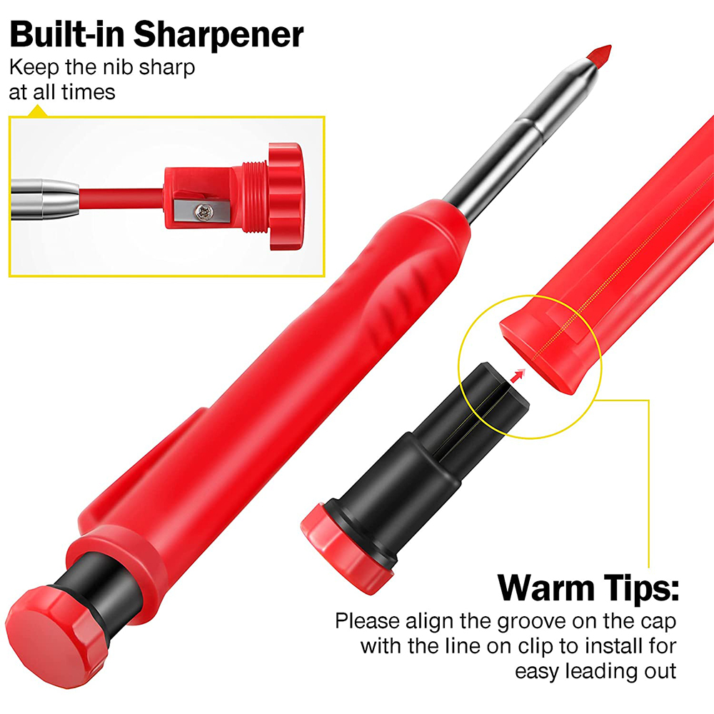 Solid Carpenter Pencil Set Woodworking Tools Mechanical Pencil Set Construction Carpenter Marker Multi-box Refill Leads Scriber