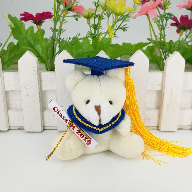 30 pcs/lot, class of ,7cm plush graduation teddy bear keychain, stuffed graduation teddy bear, graduation ,: cream bear blue gown