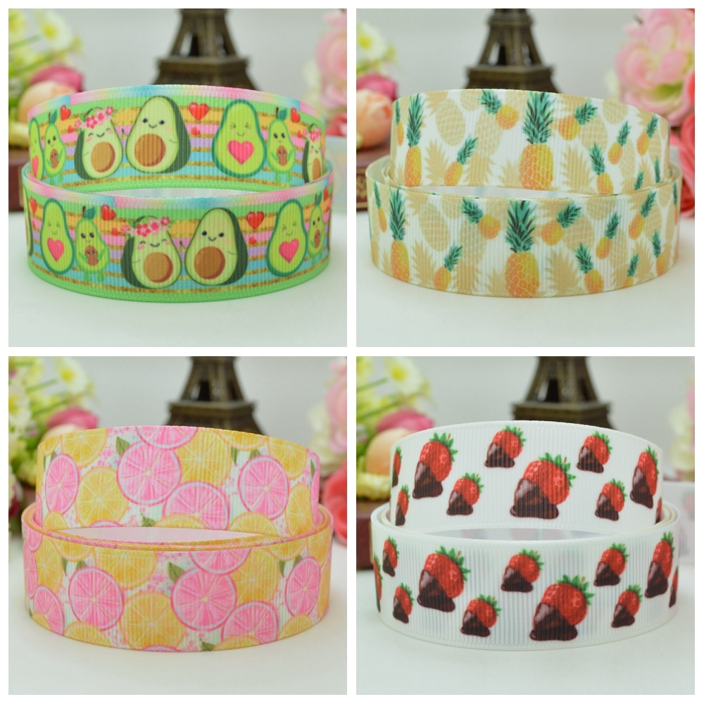 10 Yards 22Mm 7/8 "Fruit Avocado Lemon Gedrukt Grosgrain Lint Haar Boog Hoofddeksels Diy Haaraccessoires Retail