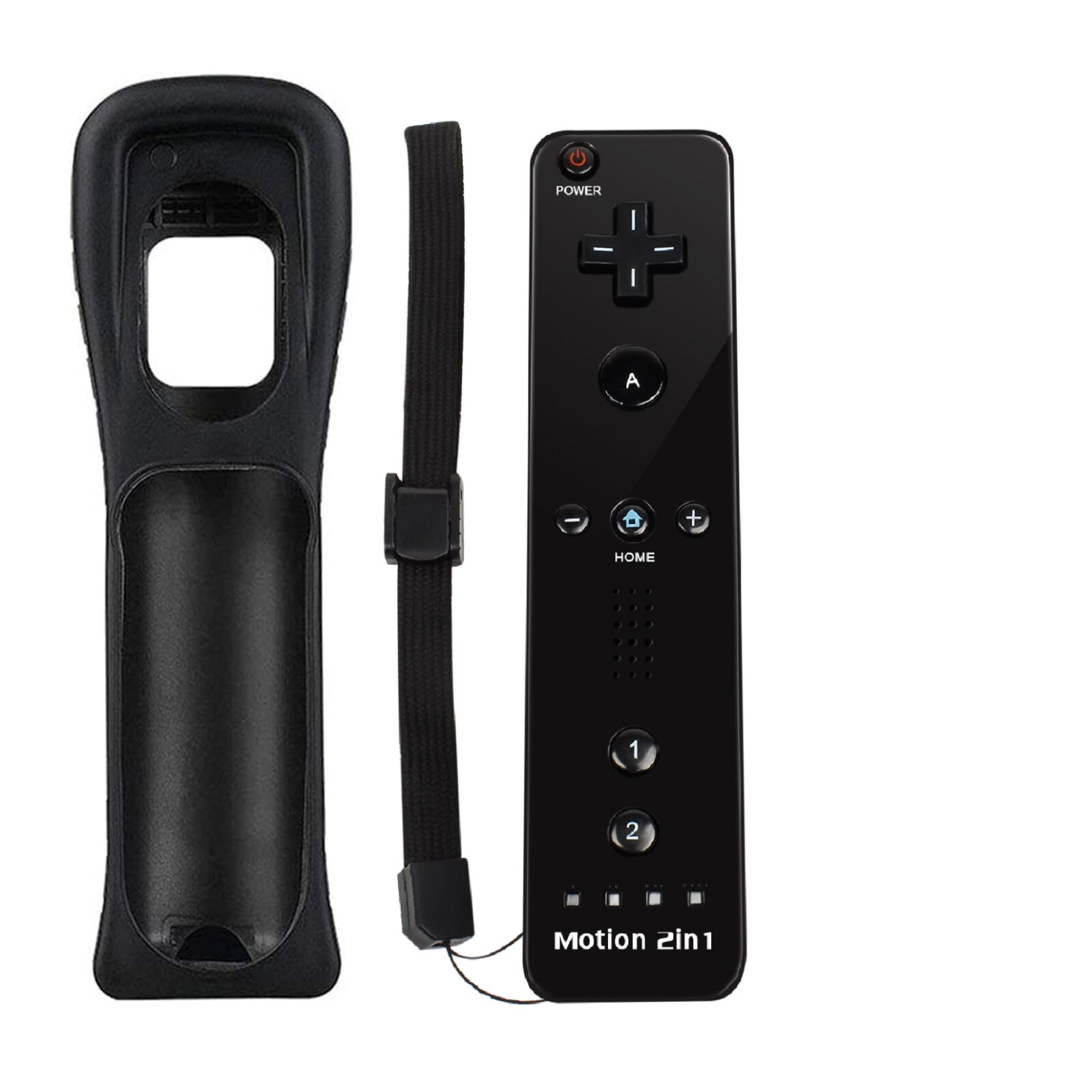 Powtree-mando a distancia y Nunchuck 2 en 1 para Nintendo Wii y Wii U, mando inalámbrico, blanco y negro: Black 1