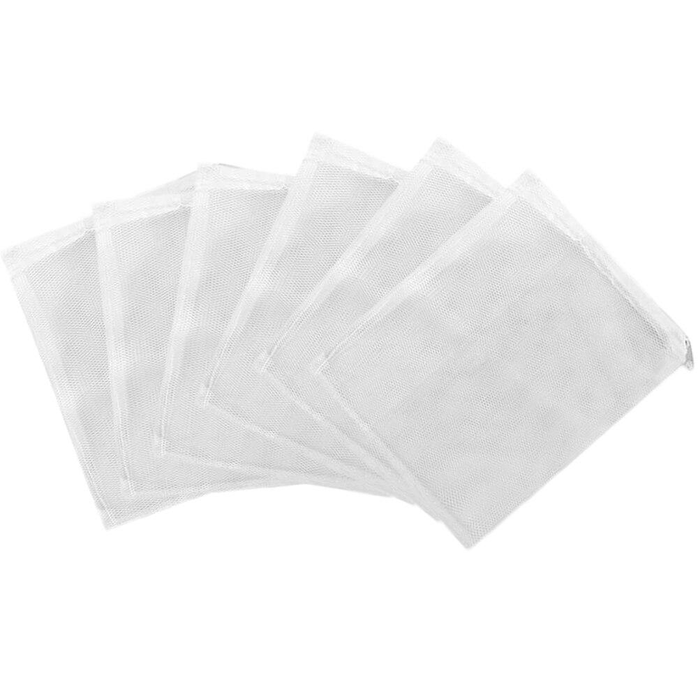 Akvariefilterpose nylonmedie meshposer genanvendelig med plast lynlås til akvarium biokugler pelleteret kulstof: Hvid