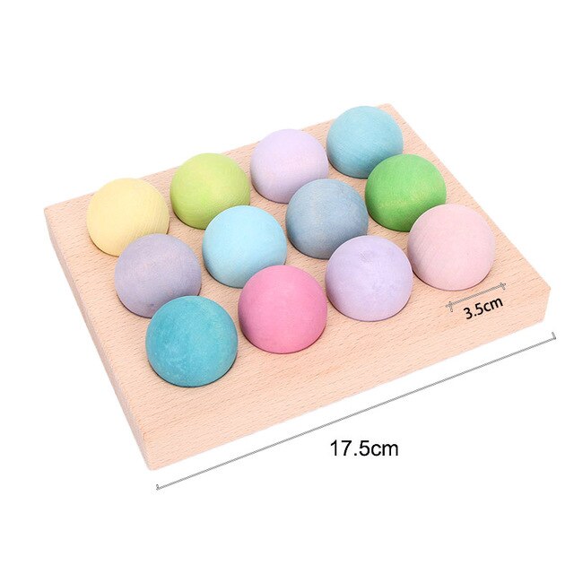 Montessori Wooden Rainbow Block Colorful Wooden Toys Matching Rainbow Stacker Learning Educational Counting Toy: NO 17
