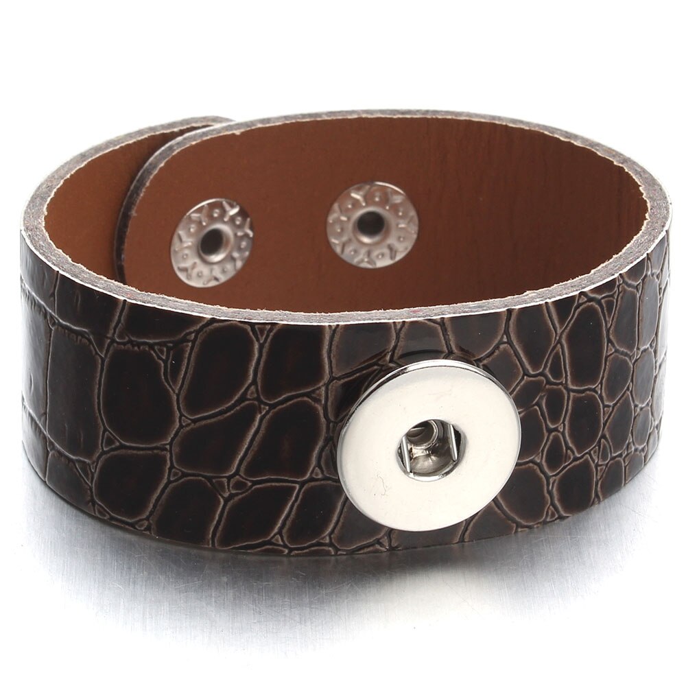 Druckknopf Armbinde &Ampere; Armreifen 6 farbe PU leder Armbänder Für Frauen 18mm Druckknopf Schmuck ZE400: ZE514C