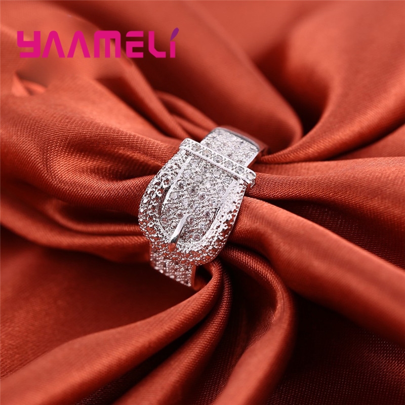Nuovo anello da cintura lucido per donna completo piccoli cristalli austriaci intarsio pavimentato Bijoux alta qualità 925 gioielli in argento Serling vendita calda