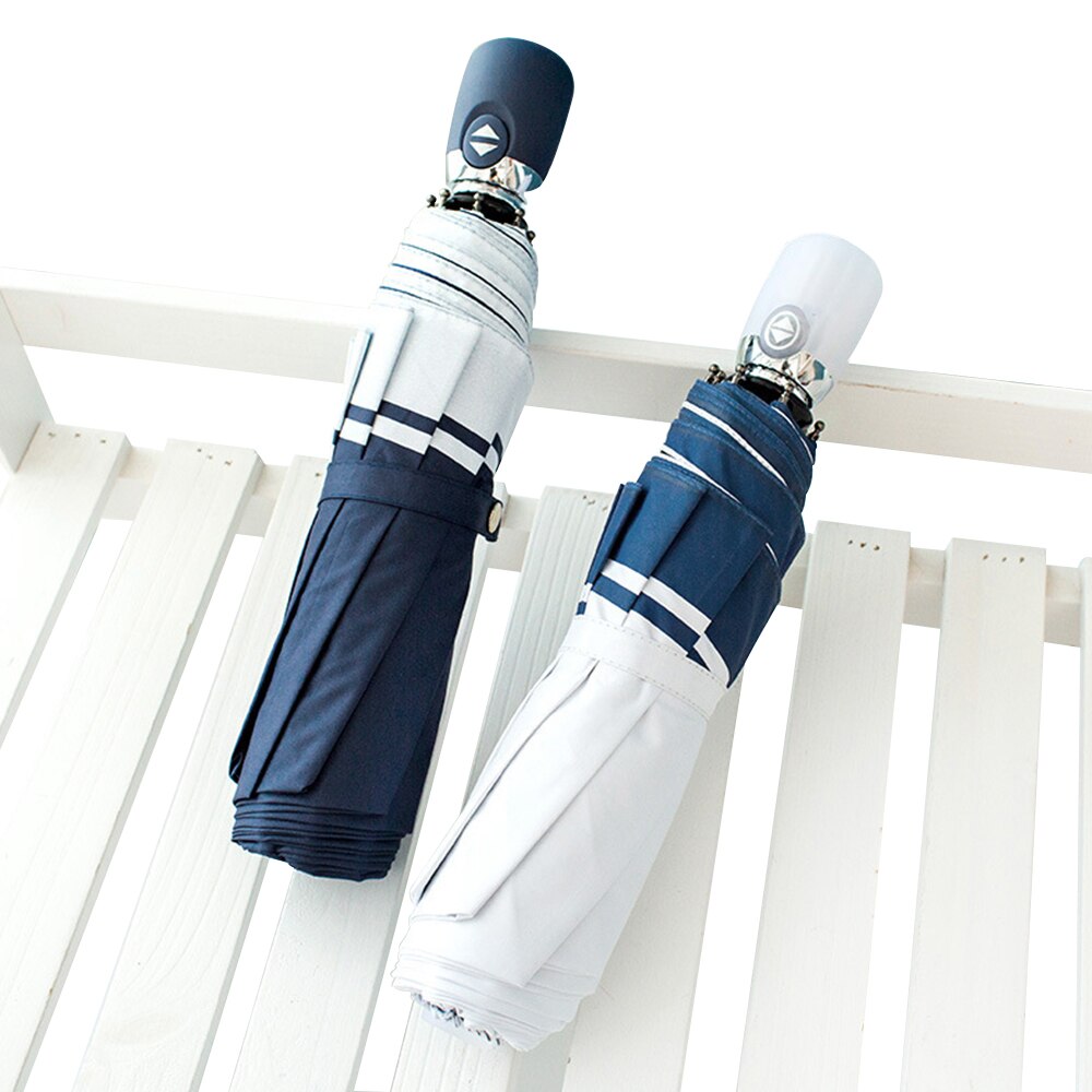 Opvouwbare Paraplu Regen En Zon Bescherming Handmatige Of Automatische 3-Stage 8 Ribben Wit Blauw Paar Paraplu Voor Mannen en Vrouwen Parasol