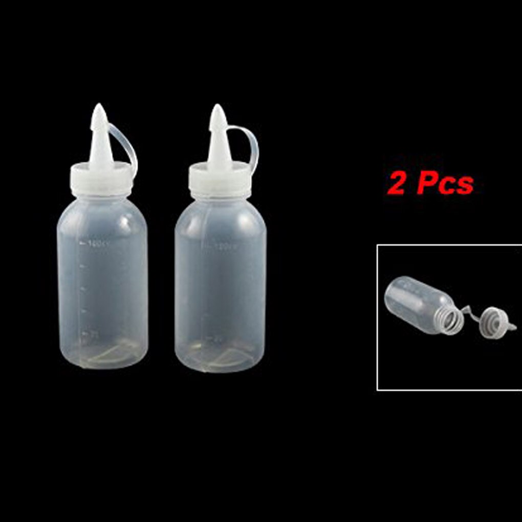 2Pcs Knijp Fles 100Ml Plastic Olie/Saus/Ketchup/Squeezer Vloeibare Fles Doseren Fles Wit