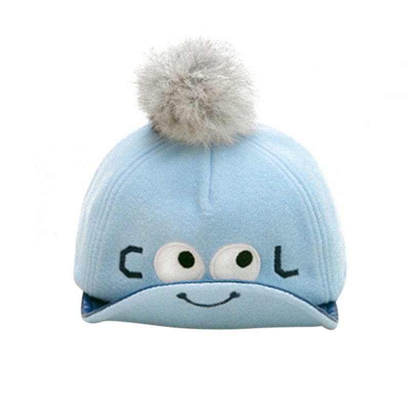 Baby peuter jongen meisje pet snapback pet pet met klep schattige oog bedrukte bontbal baseball pet 6-24m: Ql