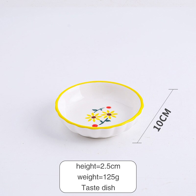 Ceramic Plate Cutlery Strawberry Sun Flower Cartoon Pattern Home Cute Steak Western Food Main Dish Taste Dish Kitchen Tool: taste-dish2