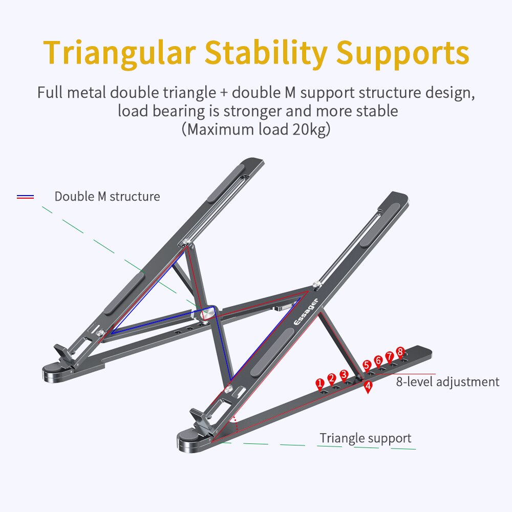 Essager dizüstü tutucu ayarlanabilir dizüstü standı tutucu için Macbook Pro dizüstü katlanabilir portatif masa braketi destek PC