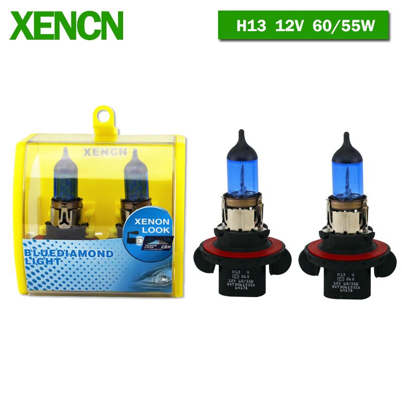 XENCN 12V H1 H3 H4 H7 H8 H9 H10 H11 H13 H15 H16 880 881 9005 9006 9012 5300K Blue Diamond Light Car Headlight Halogen Lamps 2pcs: 9008 H13