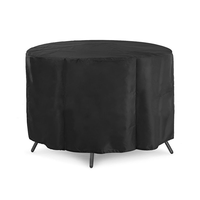Outdoor Garden Patio Black 210D Oxford Cloth Round Furniture Table Dust Cover Waterproof Protector Bag 128*71cm FU003