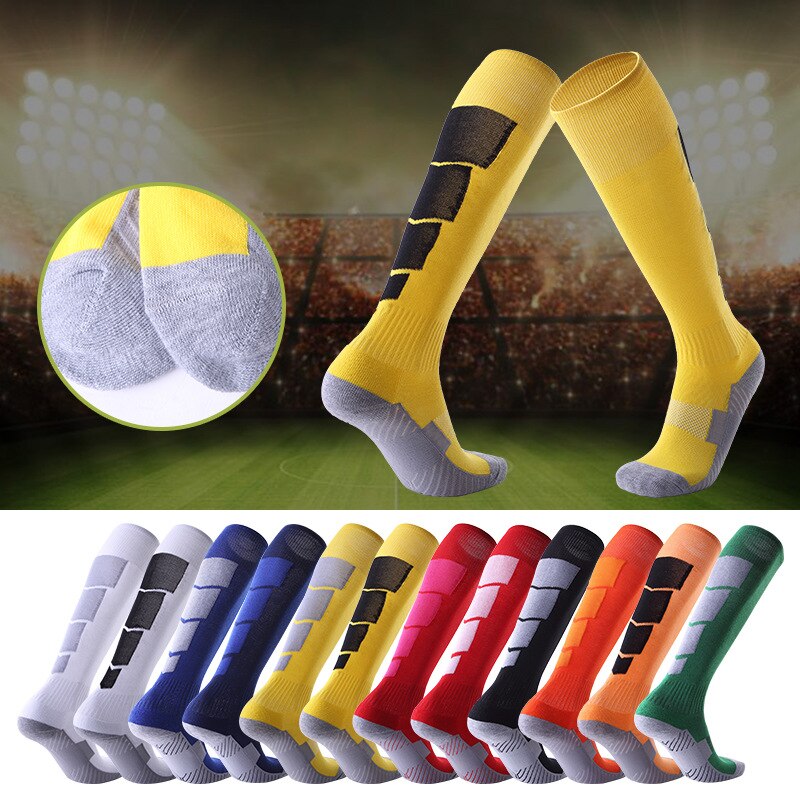 Men Women Non-slip Over Knee Football Socks Thick Towel Soccer Stockings Sweat-absorbent Wear-resistant Sports Socks SKJ035