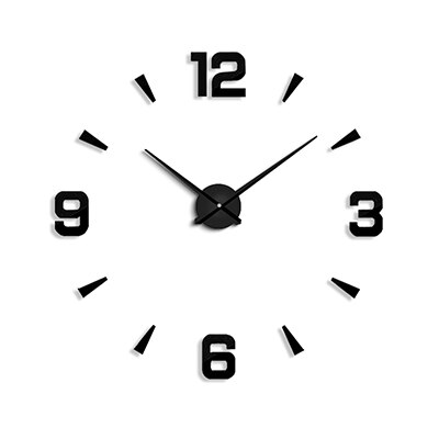 Muhsein veggklokke hjem dekorere vegg klistremerker klokke 3d speil dempet bevegelse vegg klokke stor størrelse diy klokke: Svart