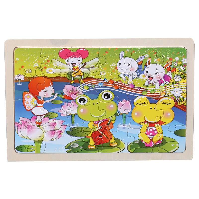 24 Pcs Kids Wooden Puzzle Toy Cartoon Animal Baby Wood Puzzles Jigsaw Educational Learning Toys For Children: 19