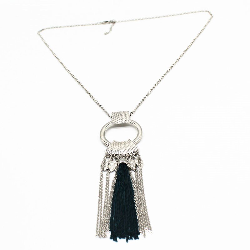 V030 BIGBING jewelry silver color black chain tassel pendant necklace jewelry