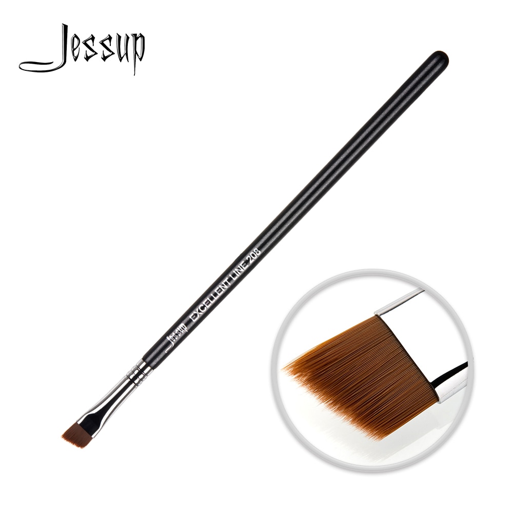 Jessup Precieze Eye Liner Professionele Make-Up Borstel Zwart/Zilver Parelmoer Synthetisch Haar Make Up Brush Uitstekende Lijn-208
