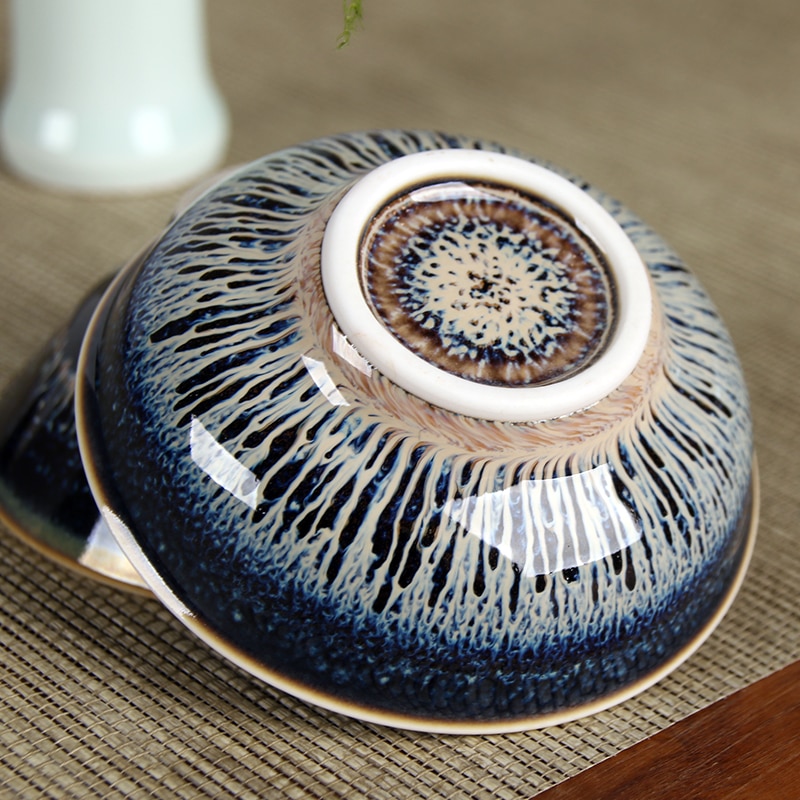 Højkvalitets ren håndlavet kung fu porcelæn tekop kinesisk jianzhan oliedråber håndværk master tekopper tianmu glasur teskål