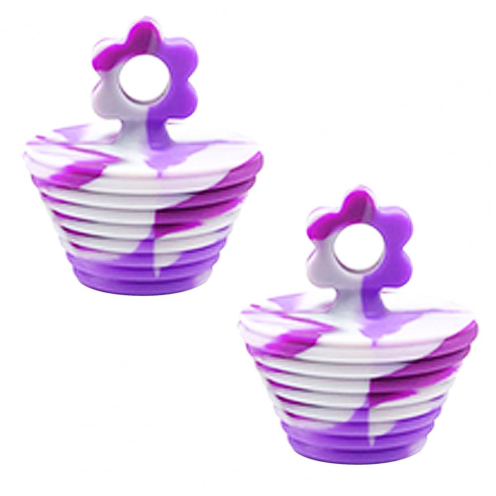 2 Pcs Useful Sink Plug Corrosion-resistant Flexible Drain Stopper Drain Deodorant Plugs for Home Drain Plug: Purple White