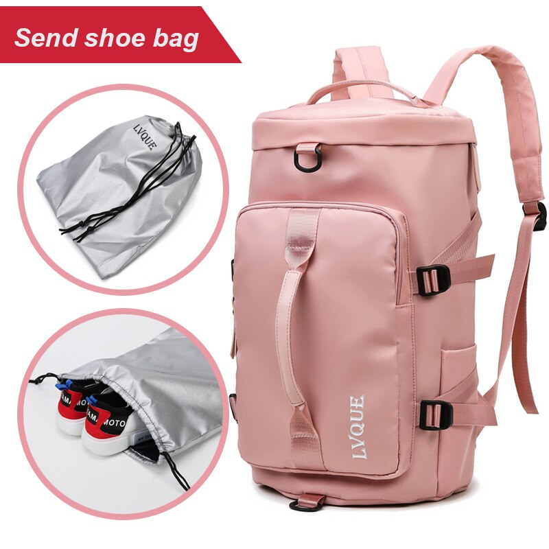 School Backpack Gym Travel Bag for Women Men Camping Outdoor SPorts Shoulder Bag With Shoes Pocket Fitness Training Bag XA221A: Solid Pink