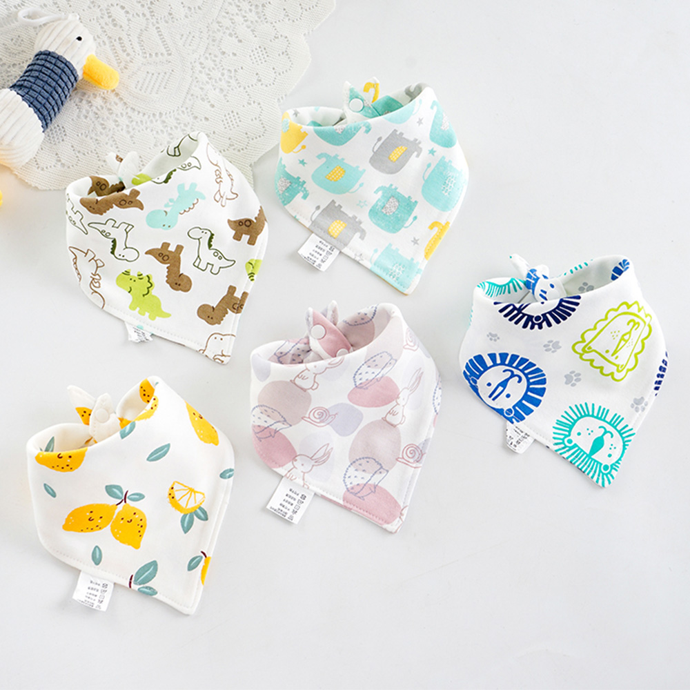 5 teile/los Baby Lätzchen Dreieck Doppel Baumwolle Lätzchen Cartoon Print Speichel Handtuch Baby Jungen Mädchen Fütterung Schürze Baumwolle Bandana Lätzchen: Brown