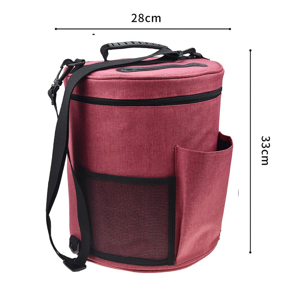 Practical Large Cylinder Wool Storage Bag DIY Woven Storage Bag Crochet Wool Storage Barrel Household Storage Supplies: Rose Red