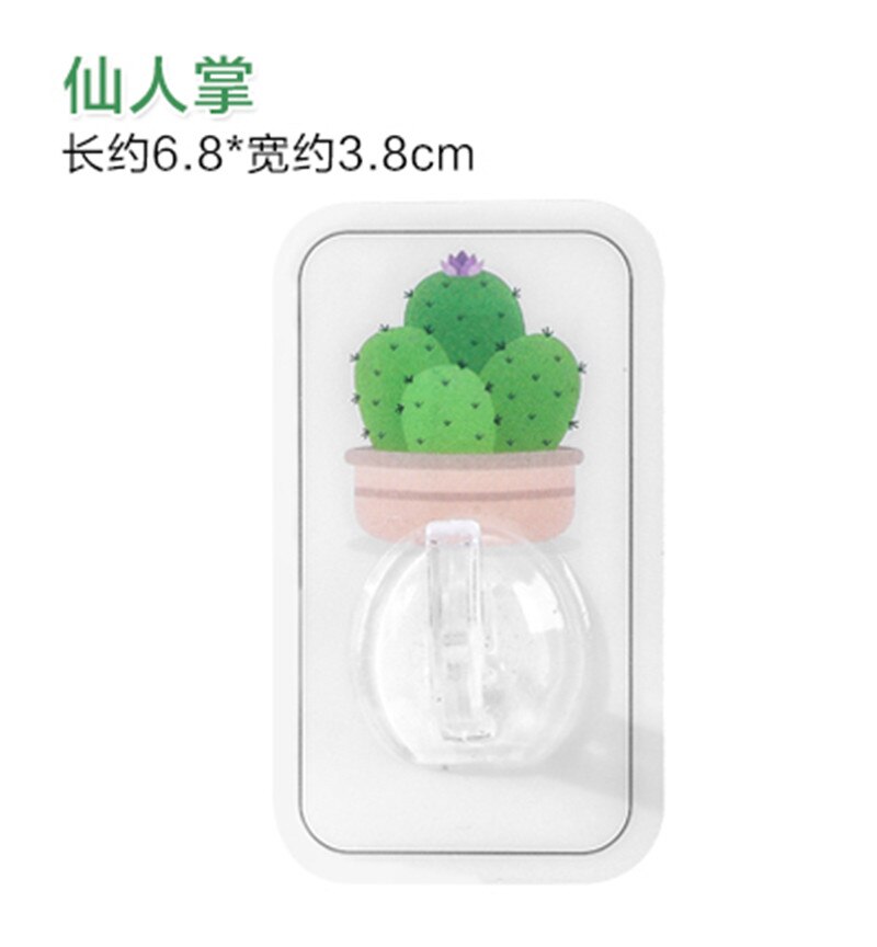 1PC Cactus wall hook Strong Self Adhesive Colorful Flower Wall Hooks Hanger Kitchen Bathroom Sticker Racks Hook: 1