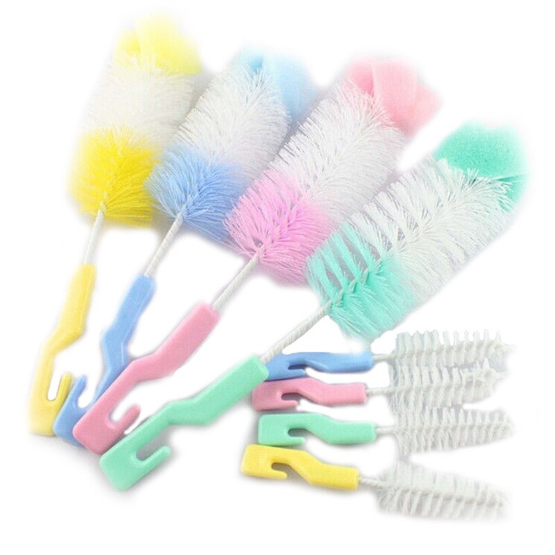 1Pc Baby Bottle Brush Nipple Brush 360-degree Rotating Head Cleaning Sponge Cup Brush Kit (Random Color)