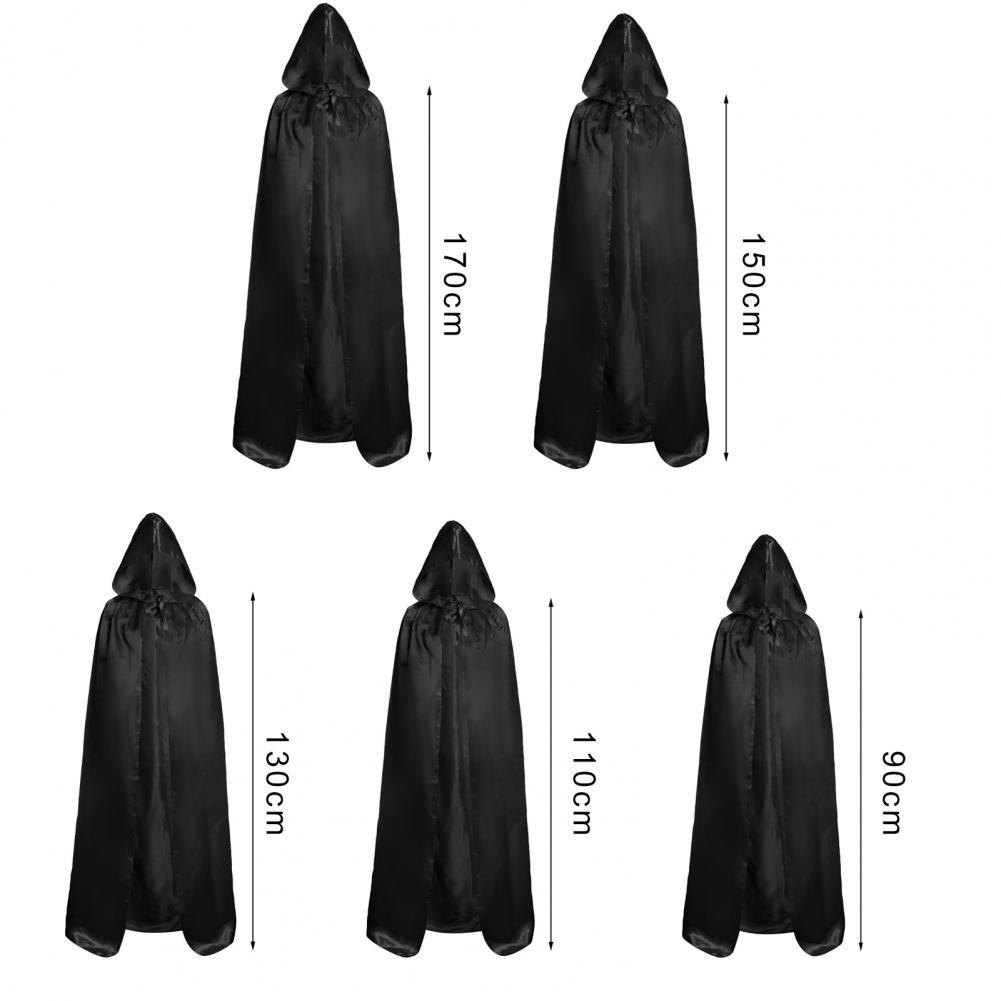 Black Robe Black Hooded Halloween Cape for Adults Kids Robe Cosplay Costume with Different Lengths for Performance Attire