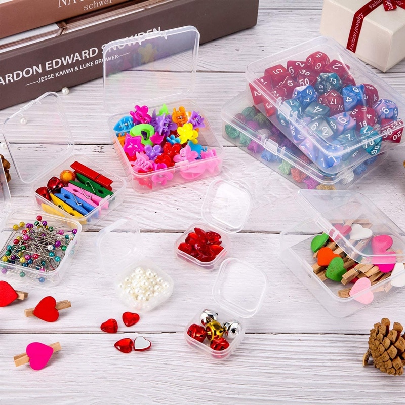 24Pcs Kleine Clear Plastic Kralen Opslag Containers Doos Met Scharnierend Deksel Voor Opslag Van Kleine Artikelen Ambachten Hardware