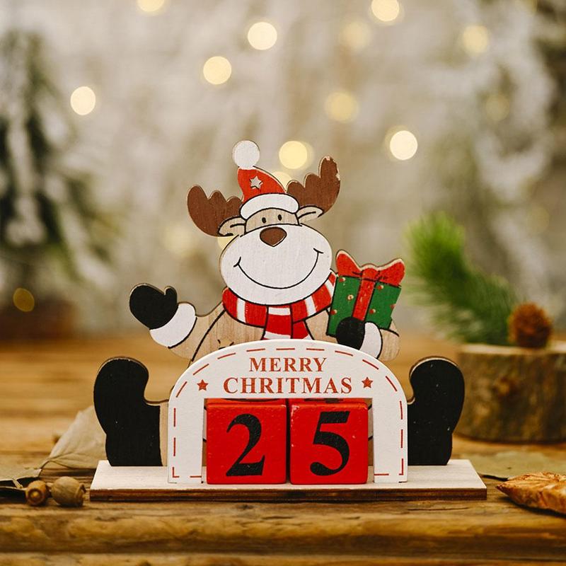 Kerst decoratie feestelijke benodigdheden houten diy countdown kalender santa decoratie creatieve kerst  d8 s 6