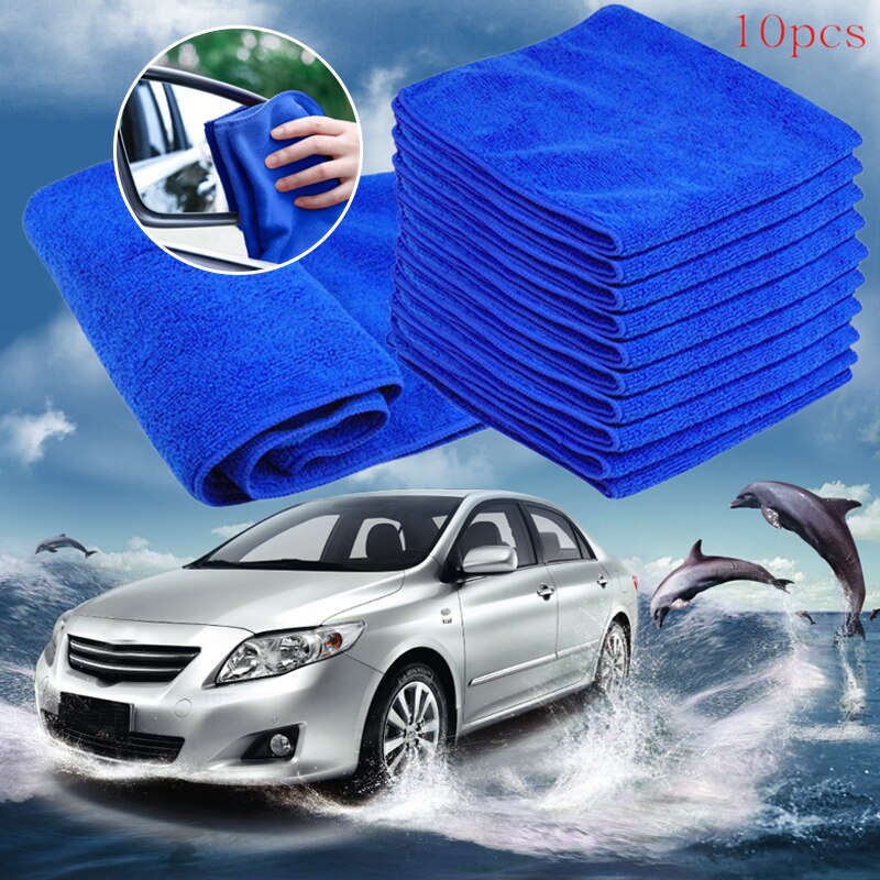 10 pçs/lote Produto Detalhamento Panos de Limpeza de Microfibra Toalha de Lavagem de carros Espanador Azul dropshipping Para Hotel Casa de banho limpa