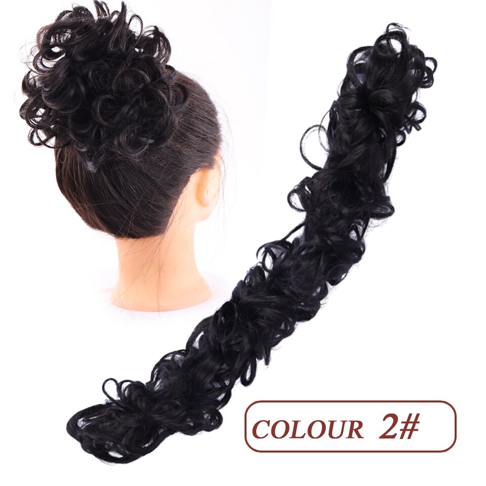 HUAYA Curly Synthetic Messy Chignon Pony Tail Hair Extensions Wrap on Hair Bun With Rubber Band Elastic Hair Hairpiece: M333-2