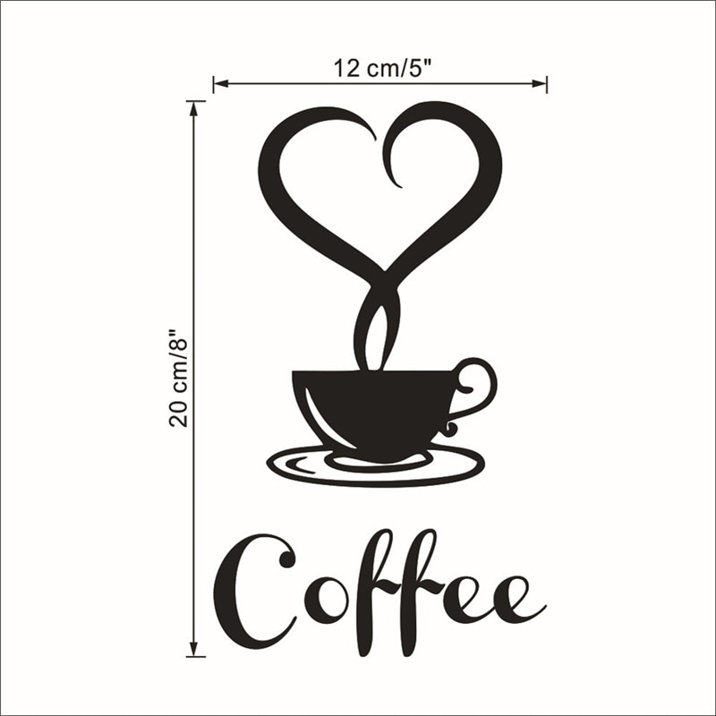 Small Removable DIY Kitchen Decor Coffee Cup Decals Vinyl Mug Wall Sticker Cafe shop decor window stickers