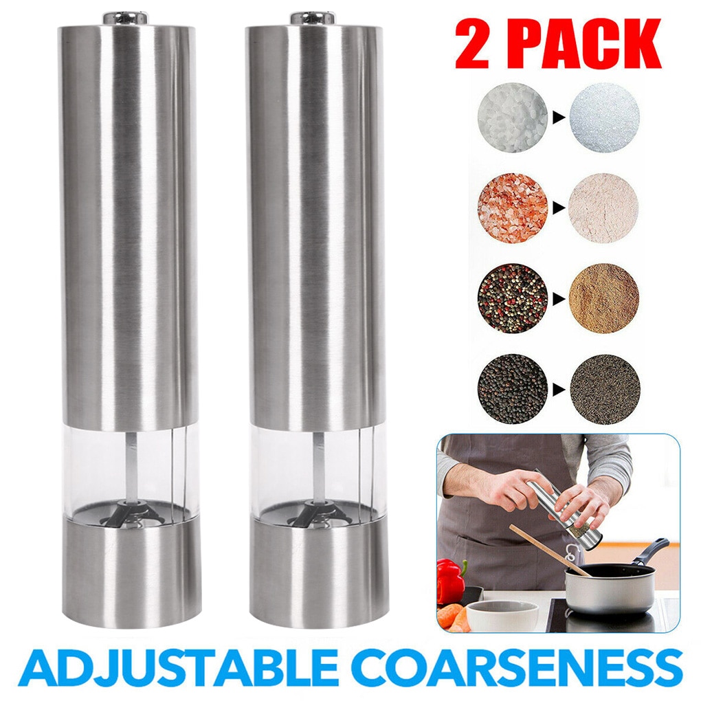 Electric Grinder Stainless Steel Pepper Mill Pepper Grinder Adjustable Automatic One-handed Operation Pepper Milling Tool