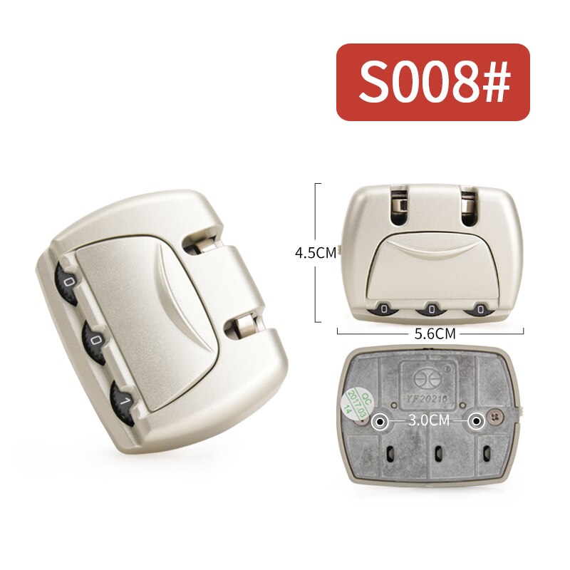 3 Digit Combination Padlock Accessories for Bags Lock Luggage Suitcase Travel Bag Code Lock Black Combination Trunk Fixed Lock: S008
