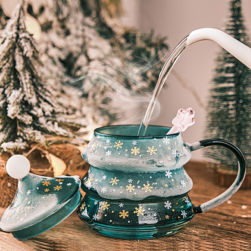 Weihnachten Tasse Baum bilden Schnee Berg Glas Wärme-beständig Wasser Becher Haushalts Mikrowelle Neue Kaffee Milch Tasse weihnachten